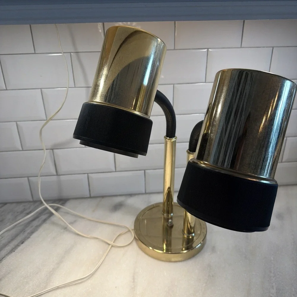 MCM‎ Hollywood Regency Brass/black Adjustable Lamp Frederick Cooper Style ES0001